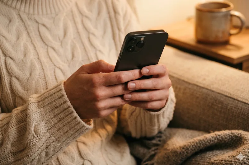 Person typing a message to Beckett AI on their phone